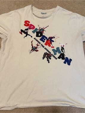 Spiderman White Tee with Teal Logo Print